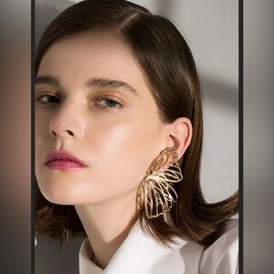 Anthropologie Gold Cutout Butterfly Earrings